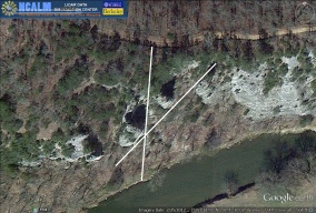 Aerial view of buttresses on Bear Creek showing prominent regional joint orientations